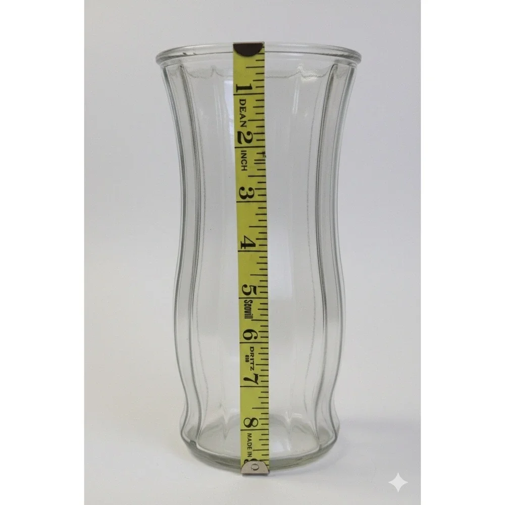 Clear Glass‎ Vase Fluted Panel Design 8 Inch Tall Flower Home Decor